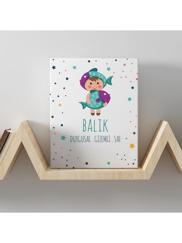 Balık Burcuna Özel Tasarım Kanvas  Tablo