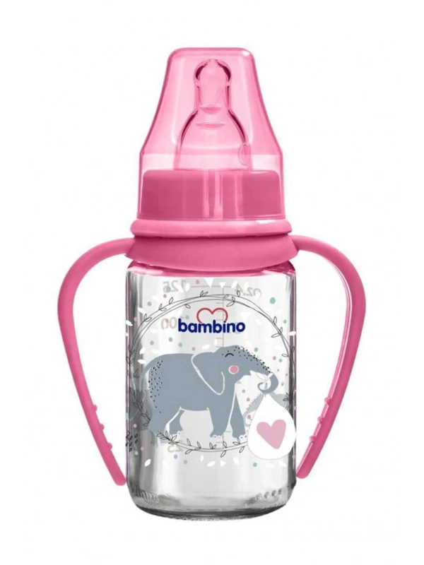 Bambino Kulplu Cam Biberon 125 ml - Pembe