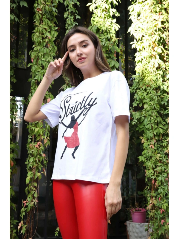 Baskılı Tişört - BEYAZ