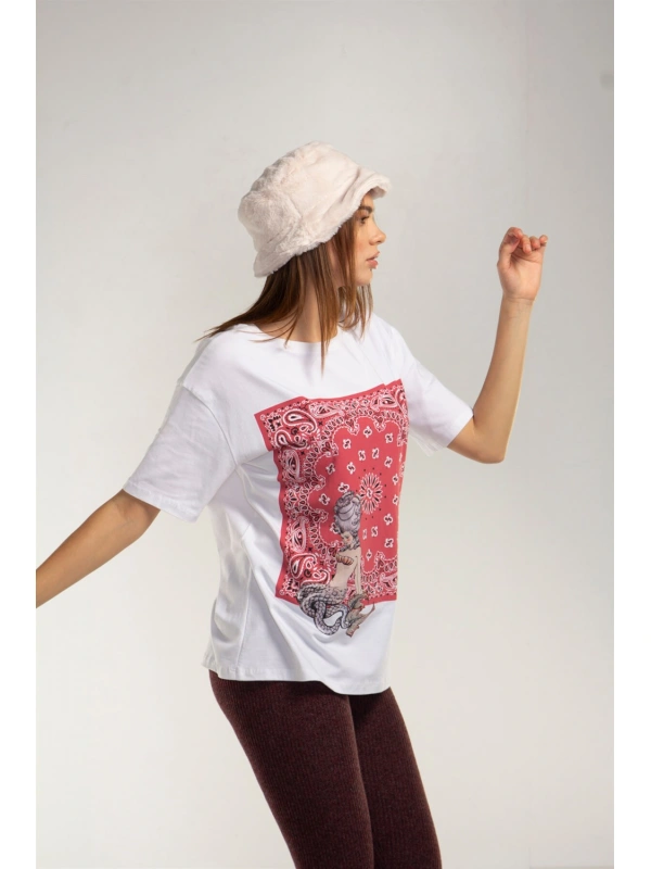 Baskılı Tişört - BEYAZ