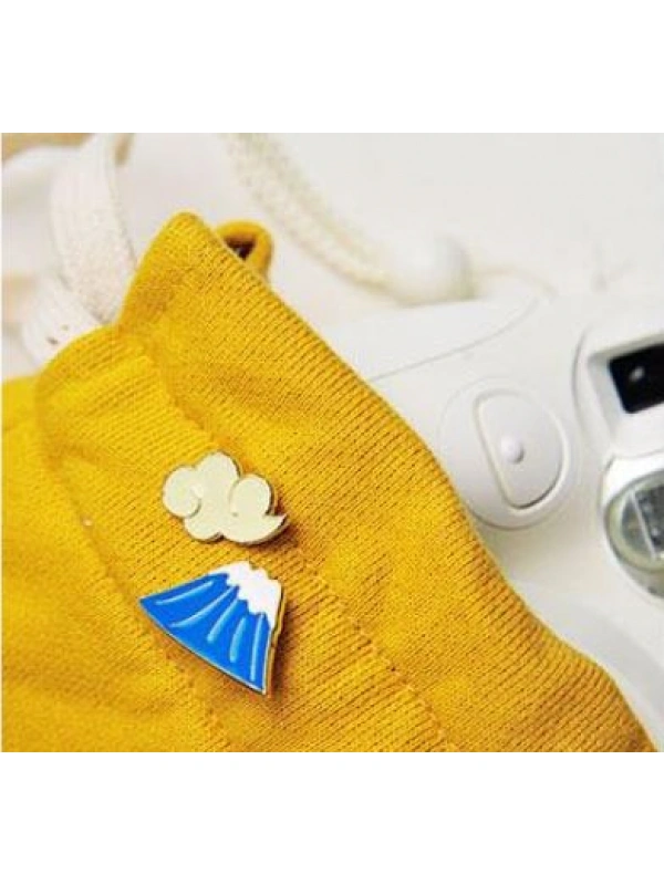 Bayan Liya Dağ ve Bulut Metal Broş Seti