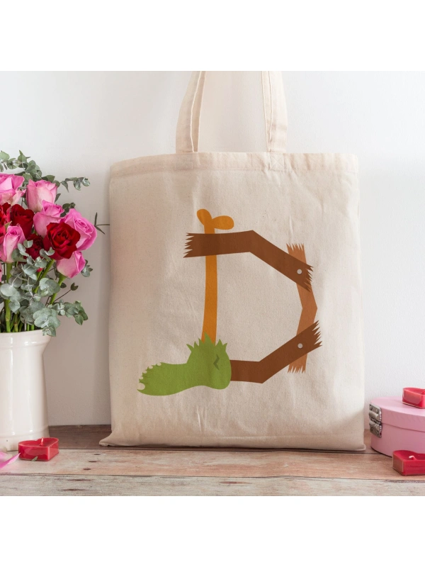 D Harfi Tasarımlı Alışveriş Plaj Bez Çanta