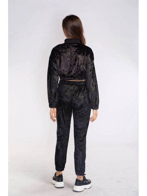 Fermuarlı Kadife Takım-SİYAH
