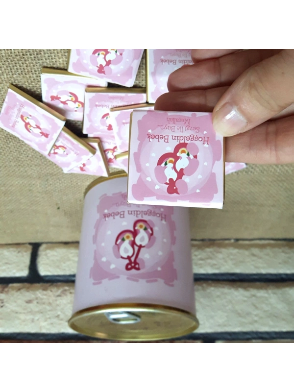 Hoşgeldin Bebek Çikolata Hediye Konservesi - Pembe