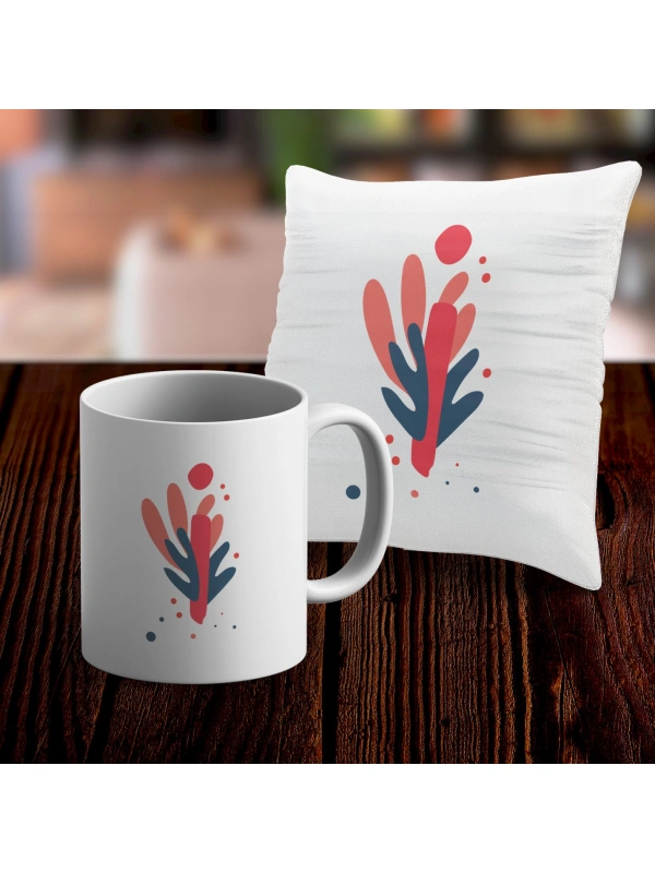 İ Harfi Tasarımlı Kupa ve Yastık Kılıfı Hediye Seti