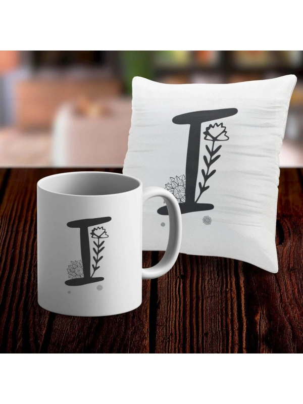 I Harfi Tasarımlı Kupa ve Yastık Kılıfı Hediye Seti