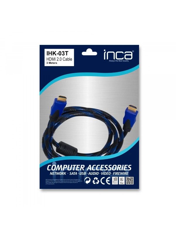 INCA IHK-03T HDMI 2V 4K ALTIN UÇ KABLO 3 METRE