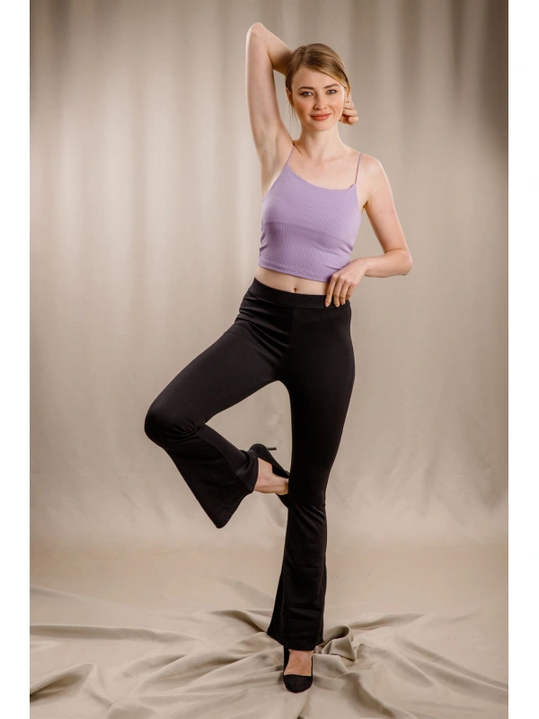 İspanyol Paça Tayt - SİYAH