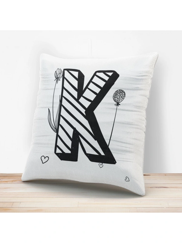 K Harfi Tasarımlı Yastık Kılıfı