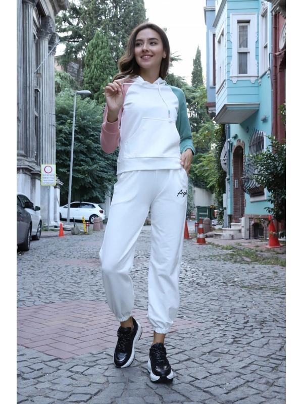 Kanguru Cepli Sweatshirt - BEYAZ