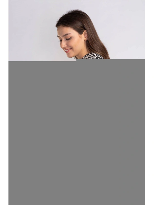 Kazayağı Desenli Kapüşonlu Sweatshirt-DESENLİ