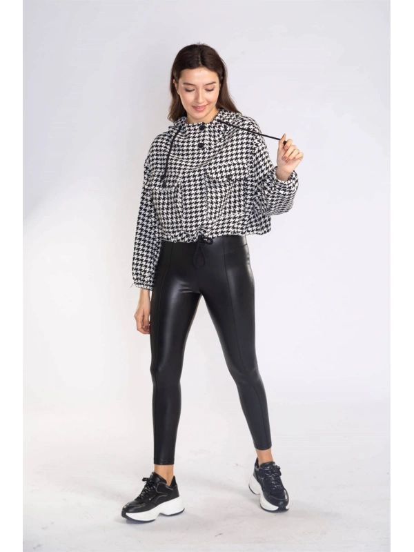 Kazayağı Desenli Kapüşonlu Sweatshirt-DESENLİ