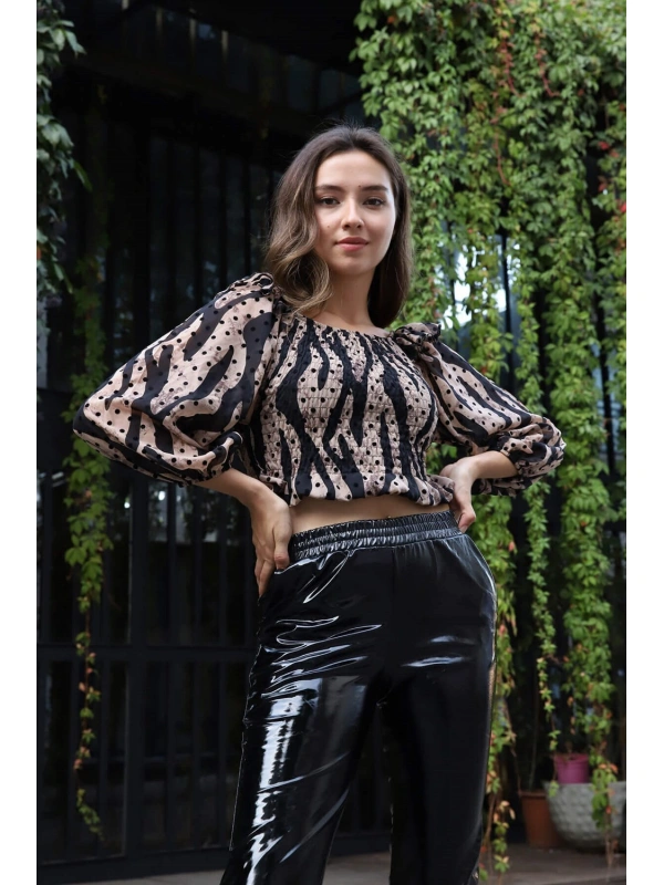 Madonna Yaka Crop Bluz - BEJ