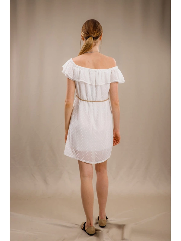 Madonna Yaka Elbise - BEYAZ