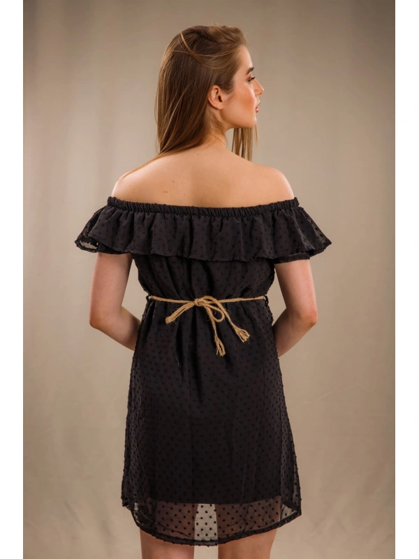 Madonna Yaka Elbise - SİYAH