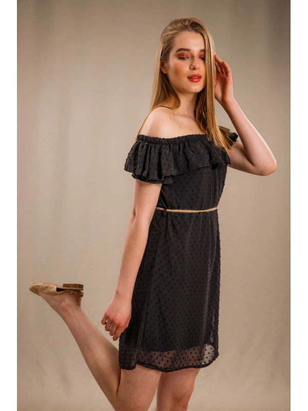 Madonna Yaka Elbise - SİYAH