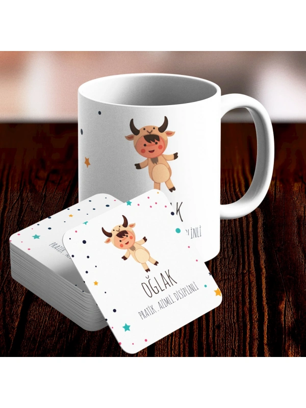 Oğlak Burcu Özel Sevimli Kupa ve Altlık Seti