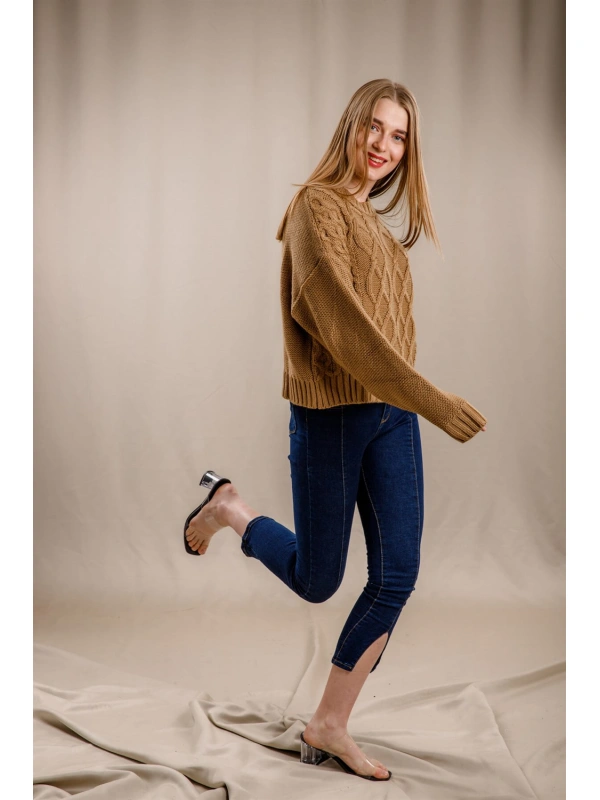 Örgü Kazak-KAHVERENGİ