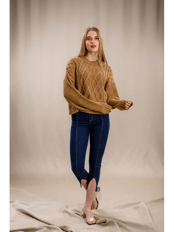 Örgü Kazak-KAHVERENGİ