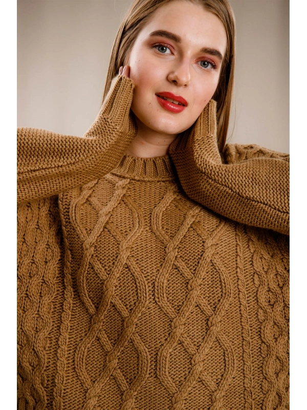 Örgü Kazak-KAHVERENGİ