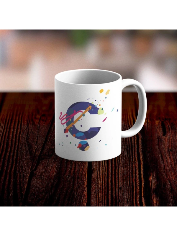 Özel Tasarım Ç Harfi Beyaz Kupa Bardak