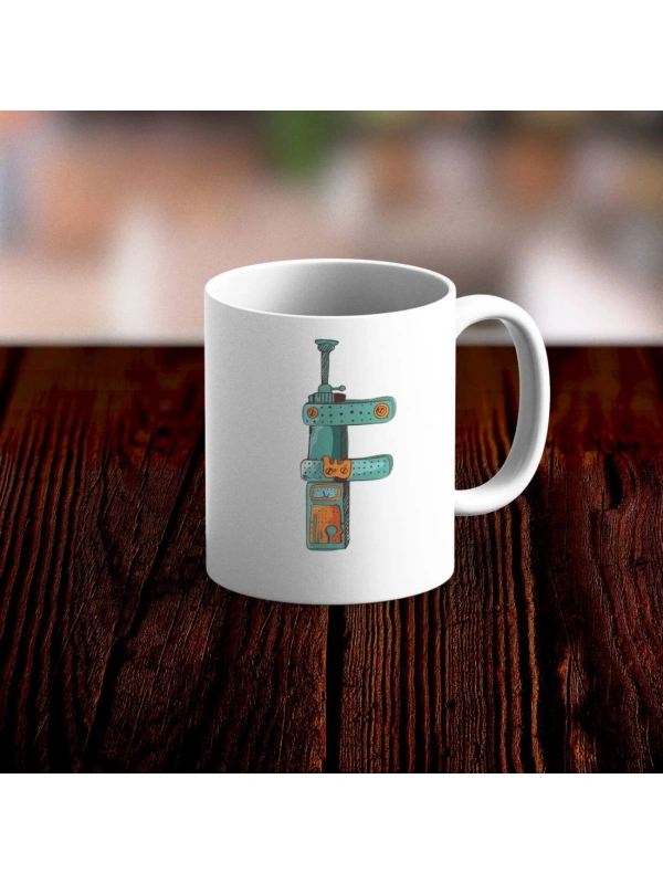 Özel Tasarım F Harfi Beyaz Kupa Bardak