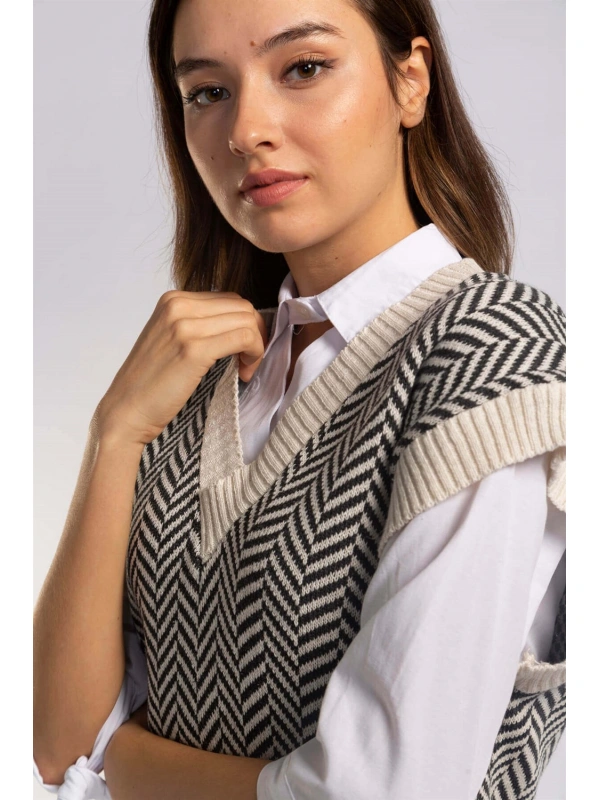 Şah Desenli Triko Süveter-DESENLİ