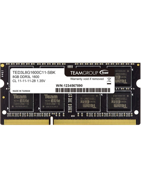 Team Elite 8GB (1x8GB) 1600MHz CL11 DDR3 Notebook SODIMM Ram (TED3L8G1600C11-S01)
