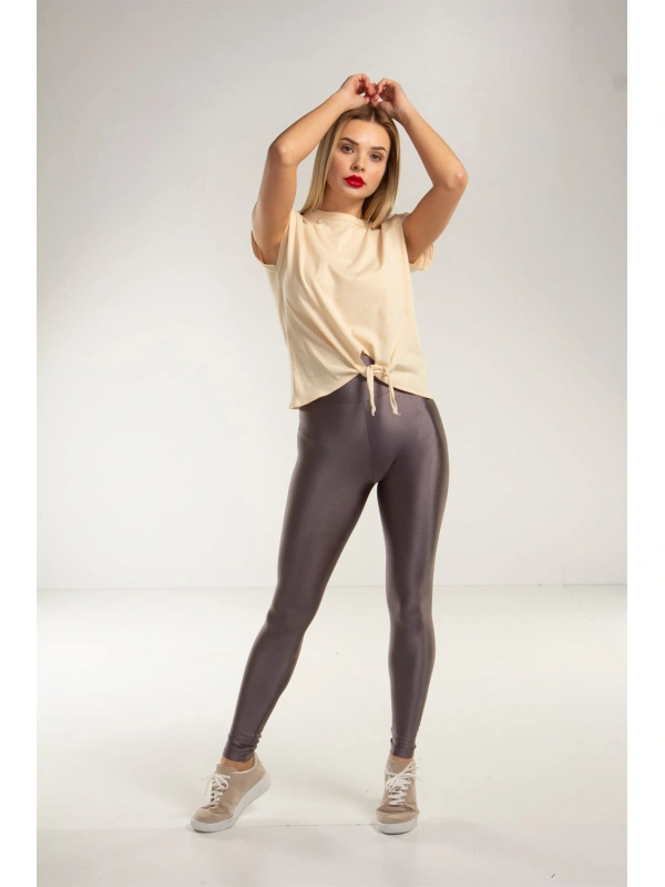 Yüksek Bel Disco Tayt-GRİ