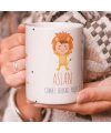 Aslan Burcu Özel Sevimli Beyaz Kupa Bardak