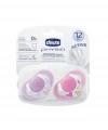 Chicco Physio Compact 2 li Silikon Emzik 12 ay+ Kız - 8058664059294