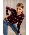 Çizgili Crop Triko - BORDO