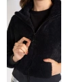 Fermuarlı Mevsimlik Peluş Ceket-SİYAH