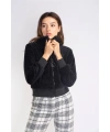 Fermuarlı Mevsimlik Peluş Ceket-SİYAH