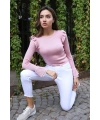 Fırfır Detaylı Triko Bluz - TOZ PEMBE