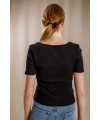 Geniş Yaka Triko Bluz - SİYAH