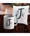 J Harfi Tasarımlı Kupa ve Yastık Kılıfı Hediye Seti