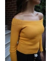 Kayık Yaka Triko Bluz - HARDAL