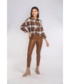 Kesik Uçlu Ekose Gömlek-KAHVERENGİ