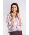 Kesik Uçlu Ekose Gömlek-LİLA