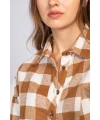 Kesik Uçlu Ekose Gömlek-TABA