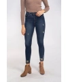 Yırtık Detaylı Skinny Jean Pantolon-LACİVERT