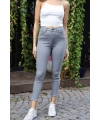 Yüksek Bel Skinny Jean Pantolon - GRİ