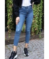 Yüksek Bel Skinny Jean Pantolon  - MAVİ