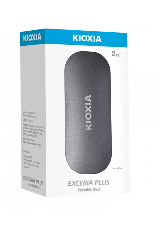 2TB KIOXIA EXCERIA PLUS G2 USB 3.2 1050/1000 MB/s LXD10S002TG8