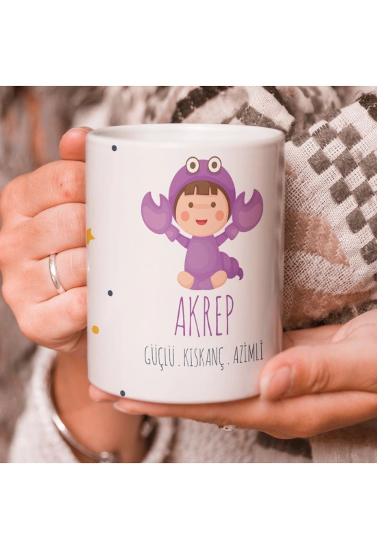 Akrep Burcu Özel Sevimli Beyaz Kupa Bardak