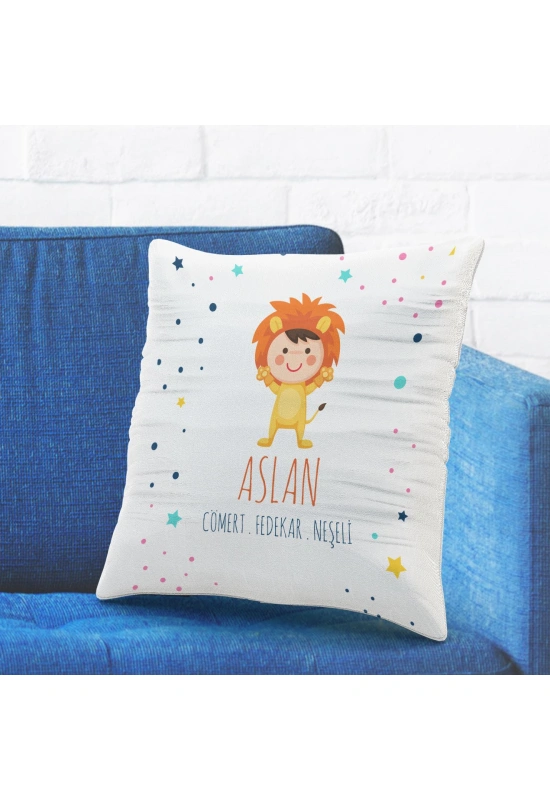 Aslan Burcuna Özel Tasarımlı Sevimli Yastık Kılıfı
