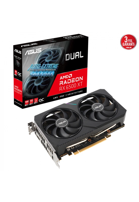 ASUS DUAL-RX6500XT-O4G 4GB GDDR6 HDMI DP 64BİT