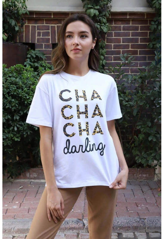 Baskılı Tişört-BEYAZ