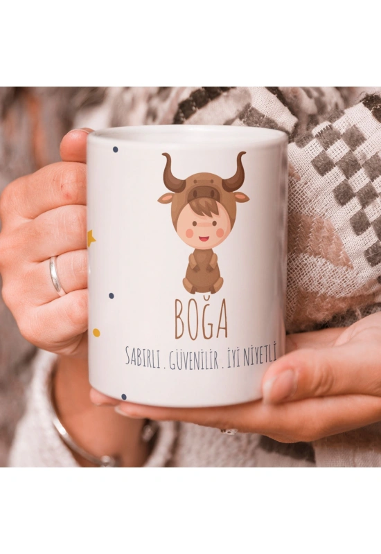 Boğa Burcu Özel Sevimli Beyaz Kupa Bardak